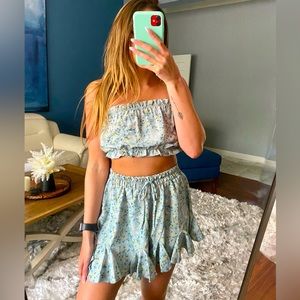 Vici blue shorts set